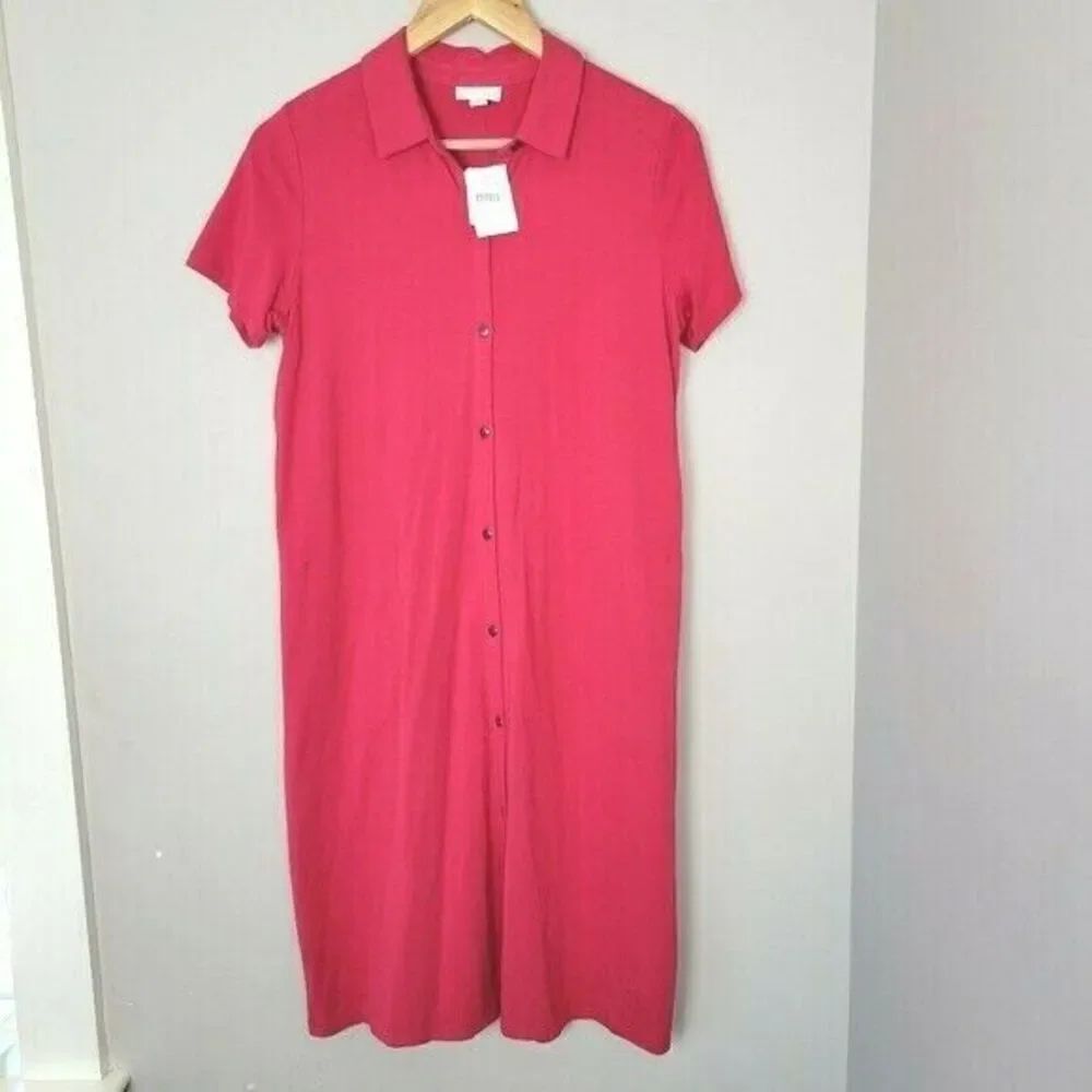 J Jill Polo Shirt Dress Pima Cotton Modal Cinnabar Small Tall NWT